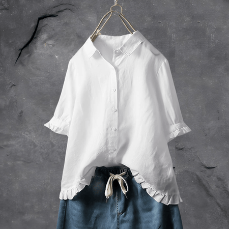 Miriam™ | Chic ruffled cotton shirt