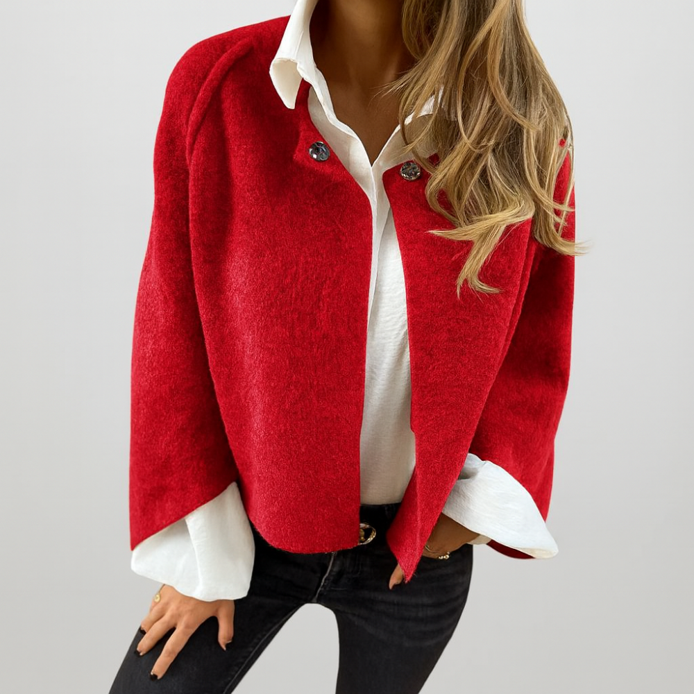 Short coat with chic flared sleeves