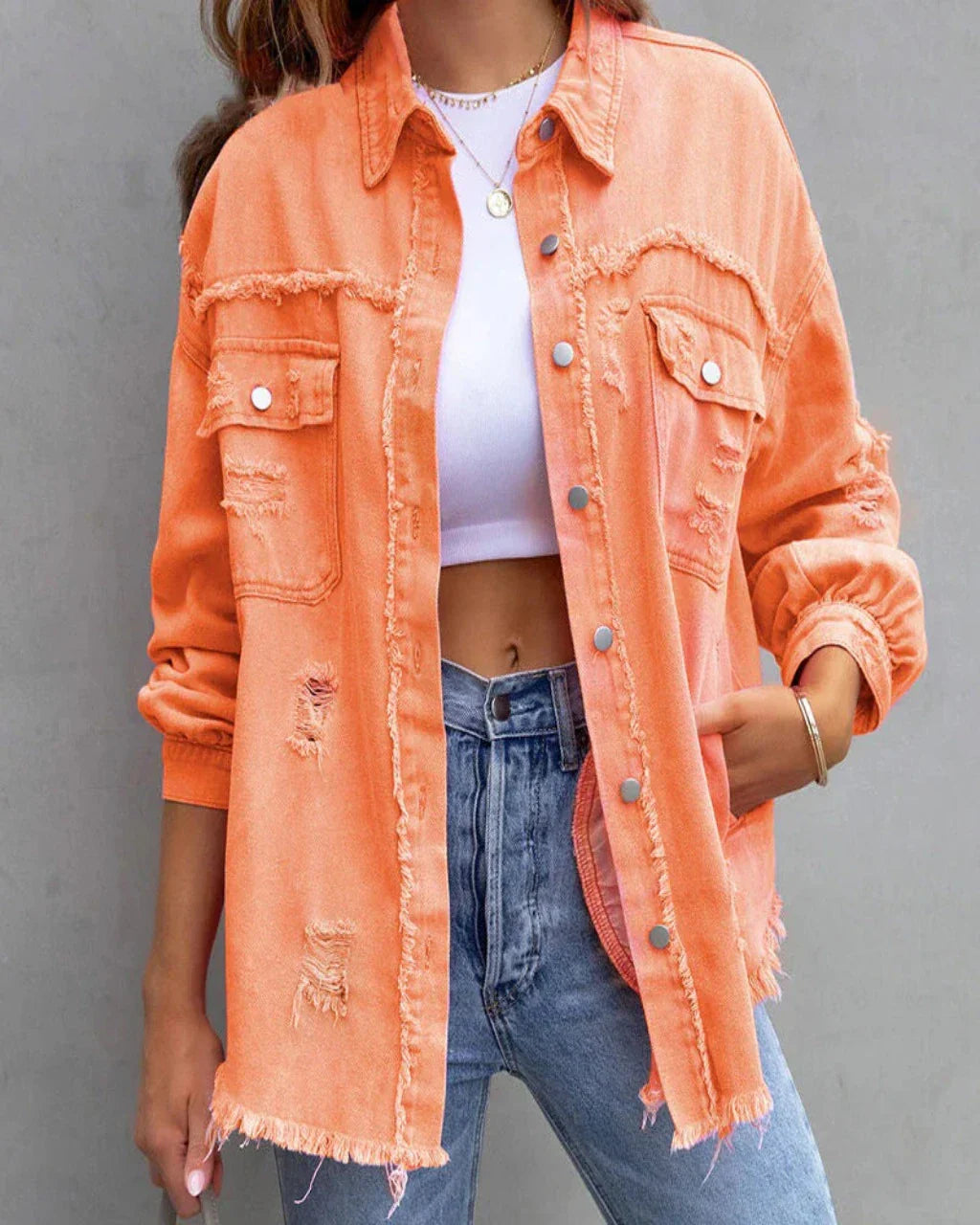 Jenny™ | Ripped Denim Jacket