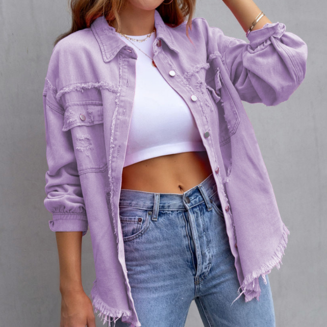 Jenny™ | Ripped Denim Jacket