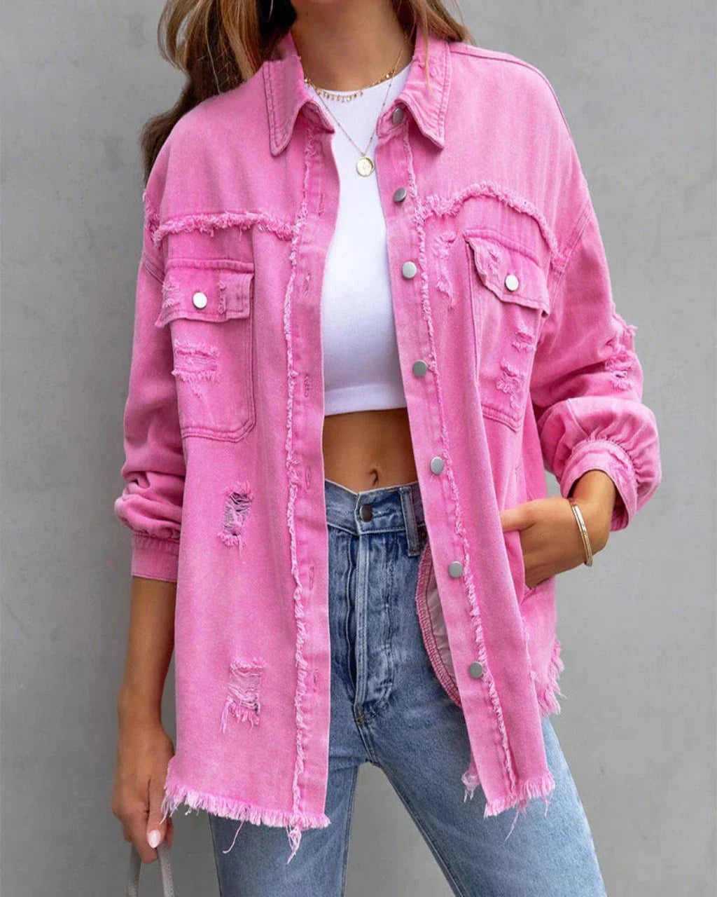 Jenny™ | Ripped Denim Jacket